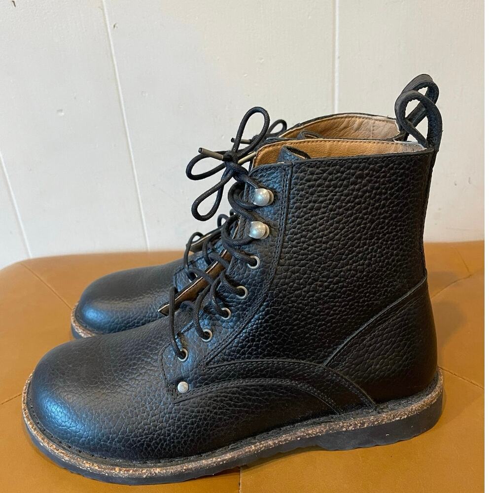 BIRKENSTOCK Women’s Bryson  Combat Boots Size 41 Black Leather Comfort Footbed